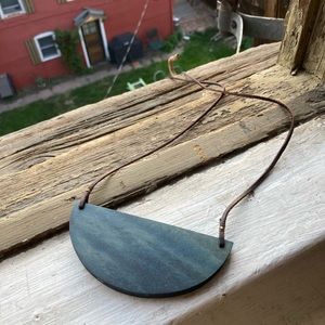 Blue Wooden Long Necklace